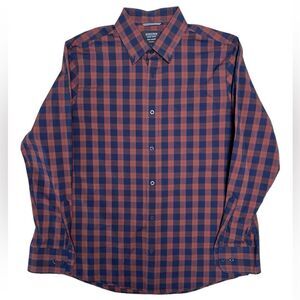 Nordstrom’s Men’s Shop Tech Smart Blue/Tan Dress Shirt size L Regular Fit